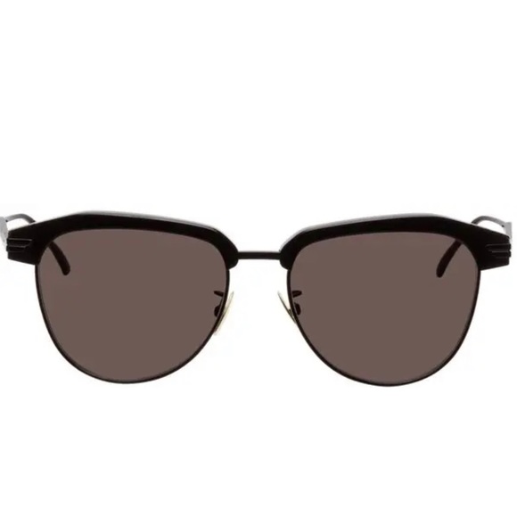 Bottega Veneta Mens Black Metal Aviator Sunglasses - Picture 1 of 7